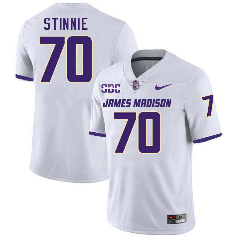 #70 Aaron Stinnie JMU Jersey,James Madison Dukes Football Jerseys Stitched-White